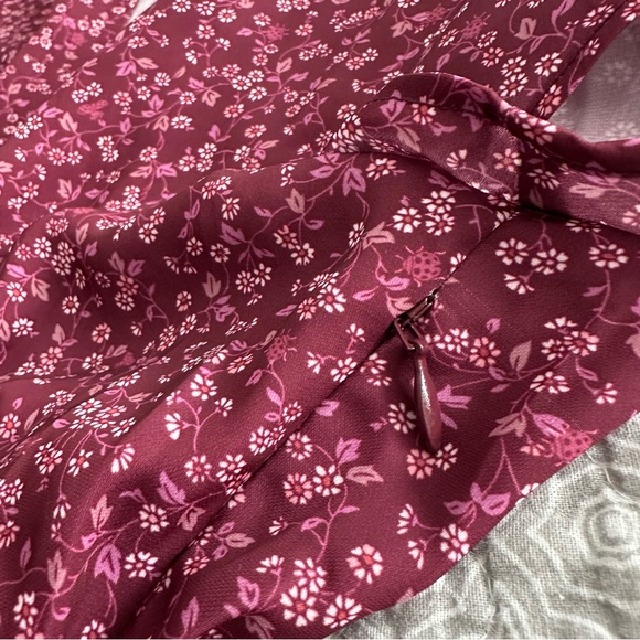 Outerknown Juniper Ditsy Floral Cap Sleeve Mini Dress Wine Purple Pink Size S - Picture 7 of 12